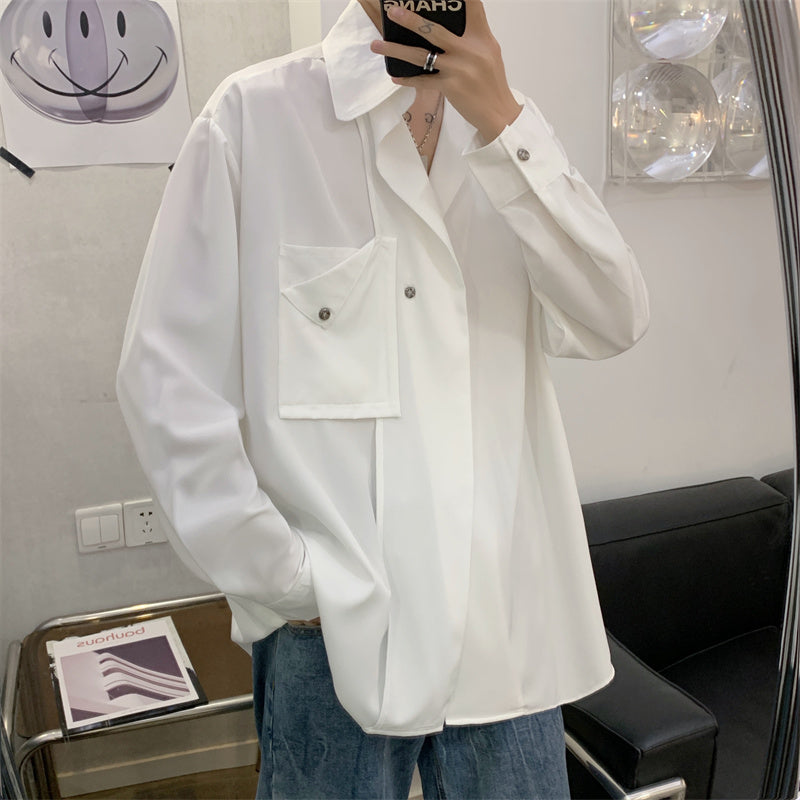 Square Collar Fashion Trendy Shirt Men's Loose Top